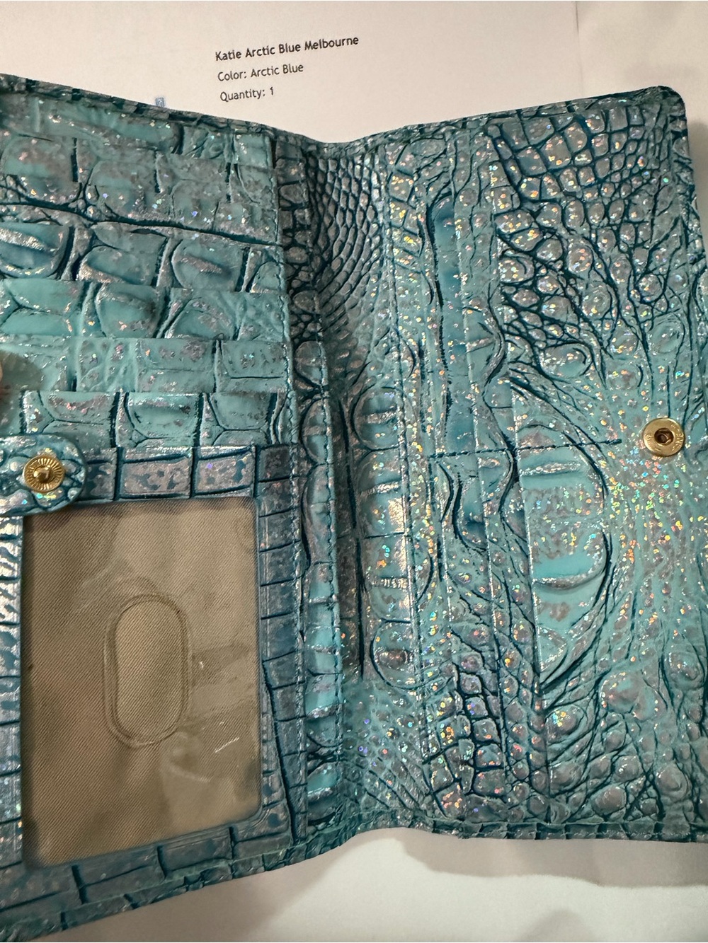 Brahmin Artic Blue Melbourne Croc-Embossed Leather Crossbody with Gold Hardware - Picture 11 of 15